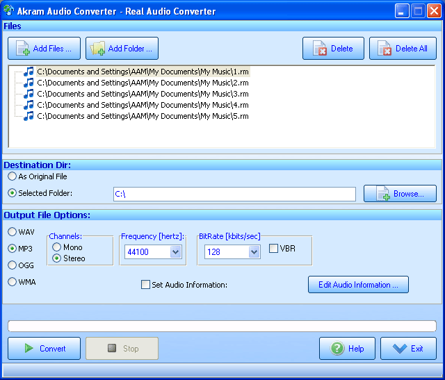 AKRAM Audio Converter lets you easily to convert Audio files.