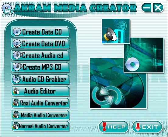Create Data CD & DVD , Craete Audio & MP3 CD, Audio Editor, Audio Converter